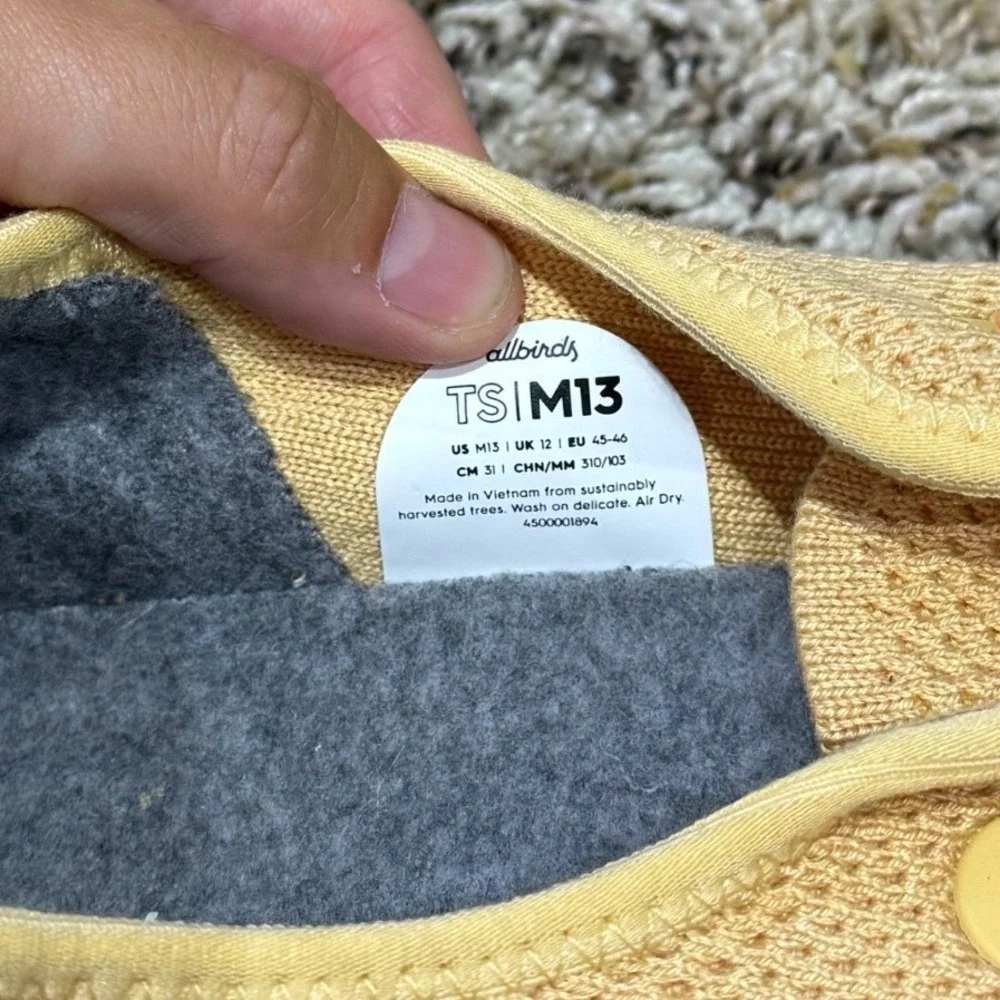 Allbirds Tree Skippers Mens 13 Yellow Mesh Sustainable Boat Shoes Sneakers